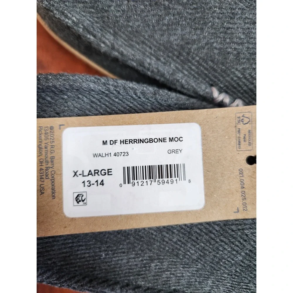 Dearfoam Men's Moccasin Slippers Herringbone Gel Memory Foam Size XL (13-14) NWT - Picture 2 of 4